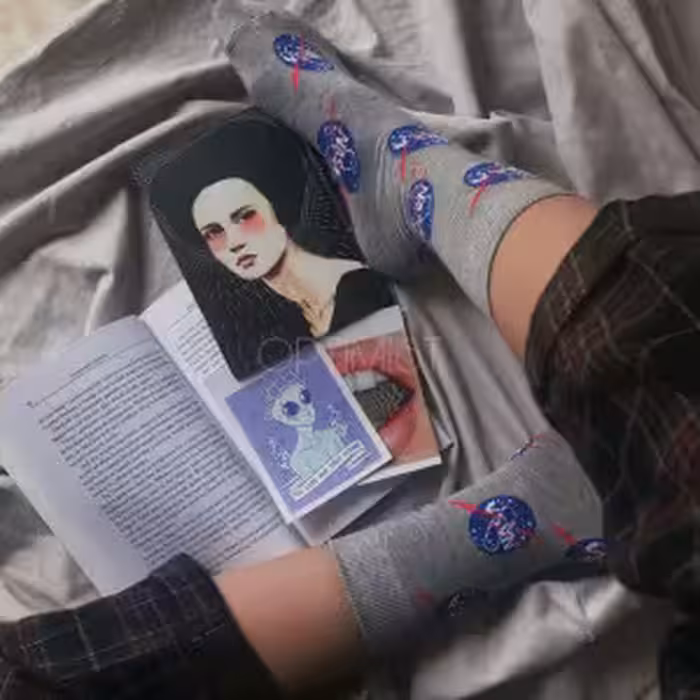 جوراب ناسا طوسی ساقدار نخ پنبه فری سایز