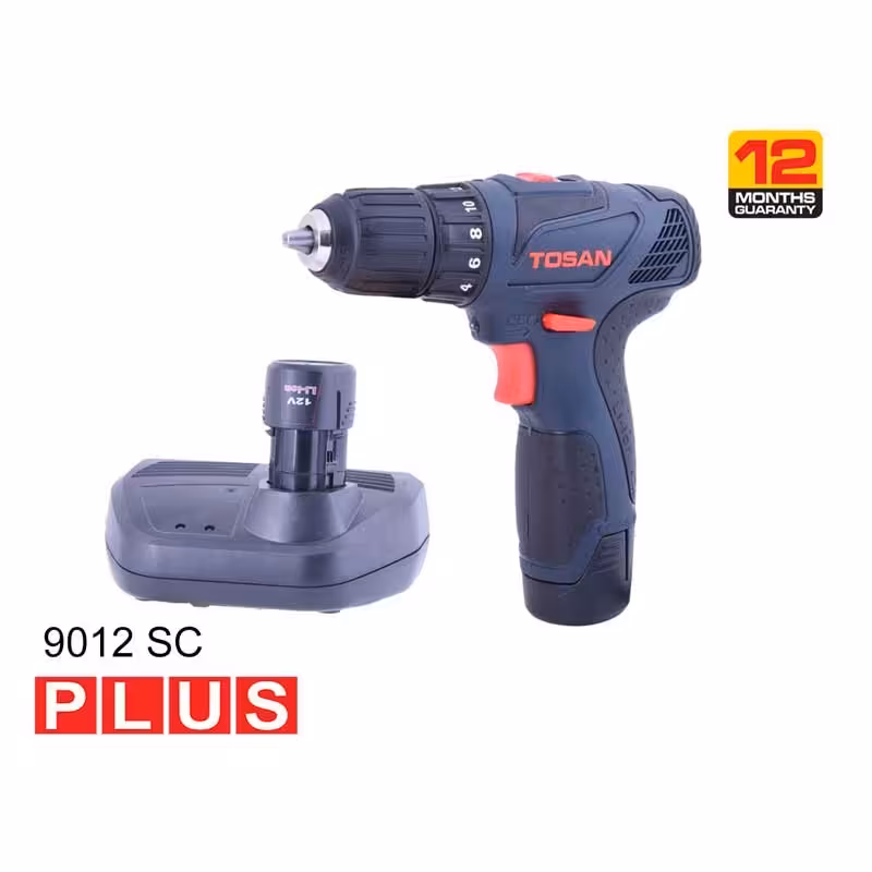 دریل پیچ گوشتی شارژی 12 ولت لیتیوم توسن پلاس مدل 9012SC