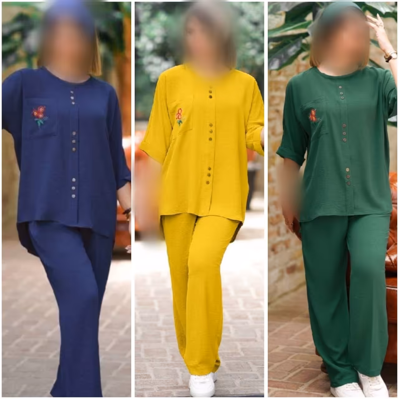 تونیک و شلوار مدل گلرو جنس ابروبادی درجه یک فری سایز 38تا46