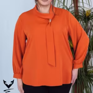 شومیز کرپ الیزه درجه یک یقه کراواتی سایز بزرگ - کد 911