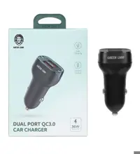 شارژر فندکی فست دو پورت گرین لاین مدل GN36WQCC3BK 36W
