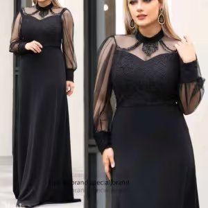 پیراهن مهمانی زنانه دانتل برجسته و غواصی گرم بالا مدل مهرانا