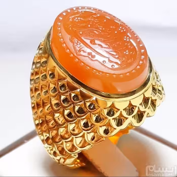 انگشتر عقیق یمنی خط سما ذکر مولا امیرالمومنین فقط