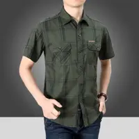 پیراهن آستین کوتاه دوجیب شرکت JEEP- صددرصد کتان سنگشور شده- رنگ ثابت 