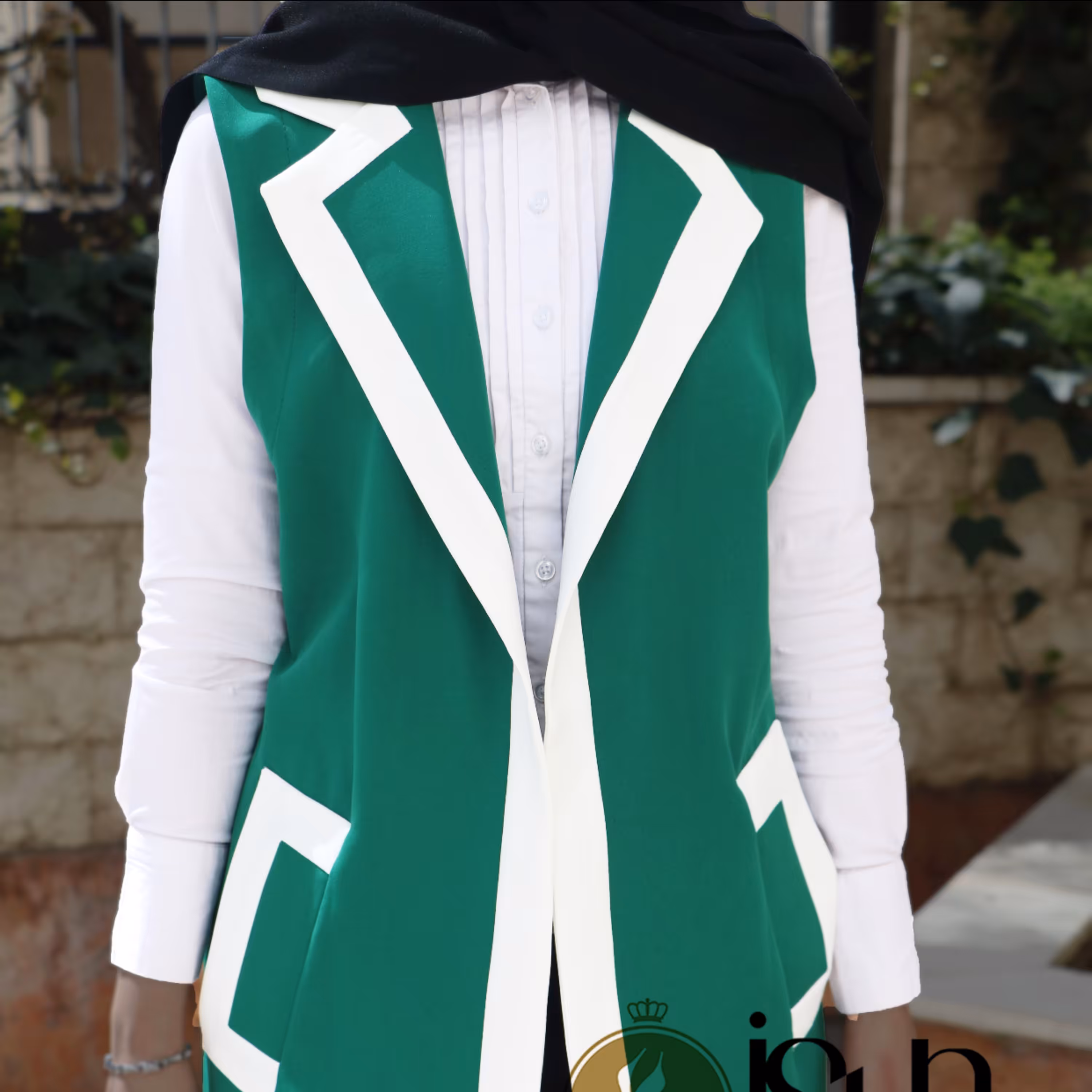 وست نوار دوزی شده رنگ سبز