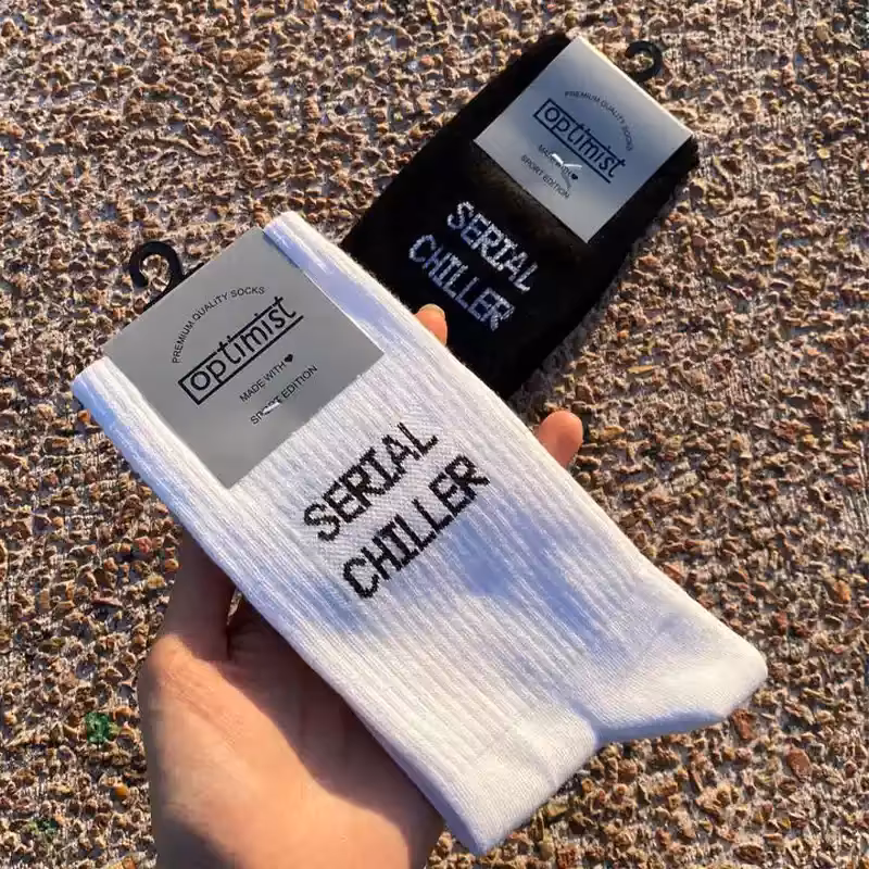 جوراب ساق بلند serial chiller سفید و مشکی