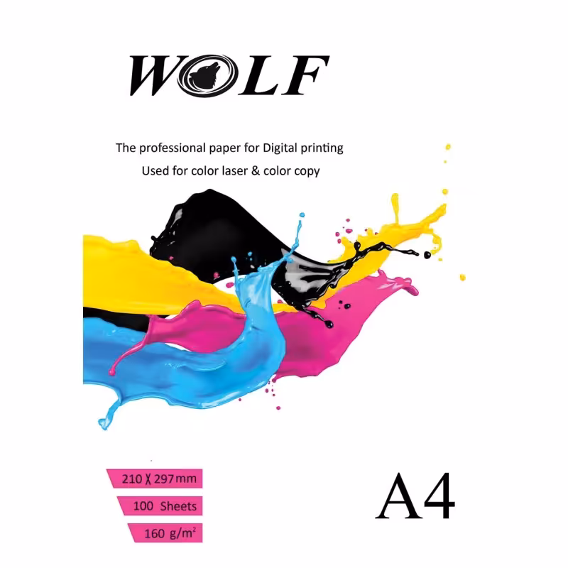 کاغذ عروسکی 160 گرم ولف سایز A4 بسته 100 برگ