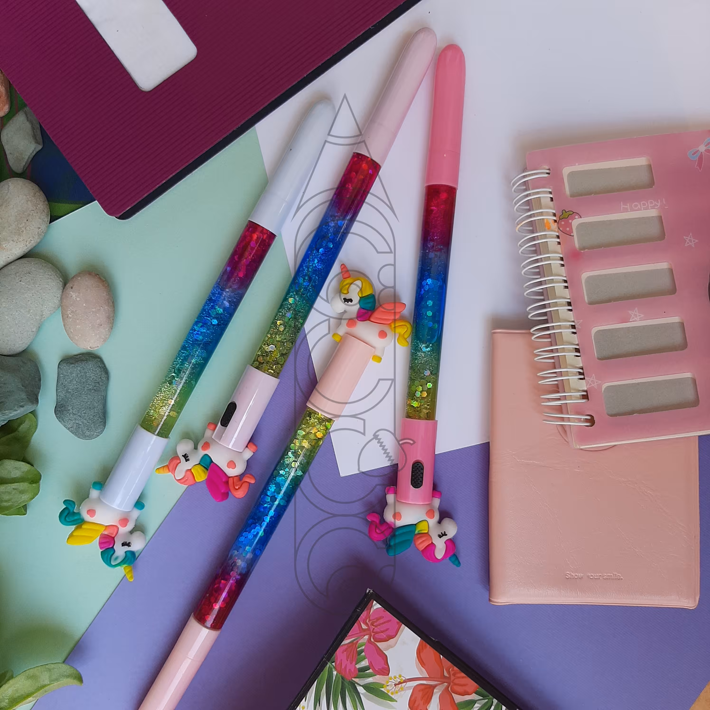 روان نویس اکلیلی (رنگ آبی) چراغدار عروسکی یونیکورن