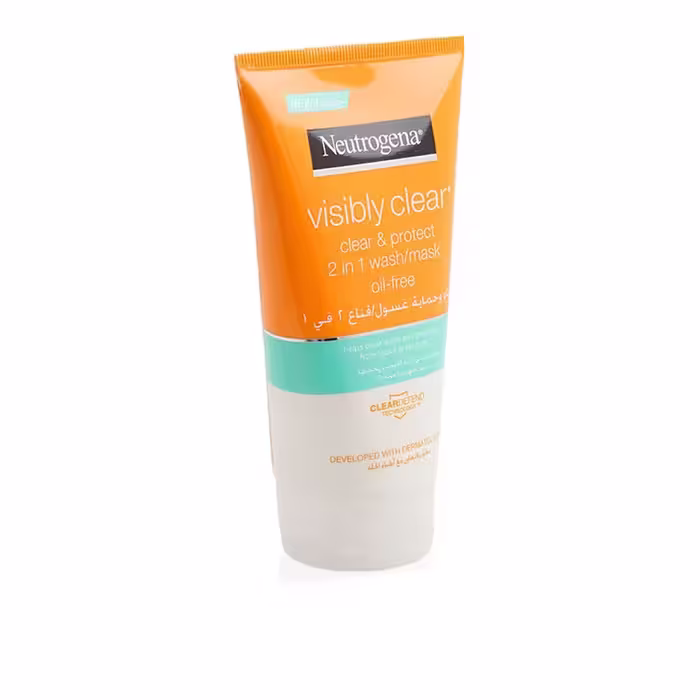 ماسک و شوینده ضد جوش و لک نوتروژینا Neutrogena Visibly Clear Spot Protect 2 in 1 Wash Mask