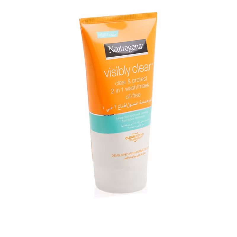 ماسک و شوینده ضد جوش و لک نوتروژینا Neutrogena Visibly Clear Spot Protect 2 in 1 Wash Mask