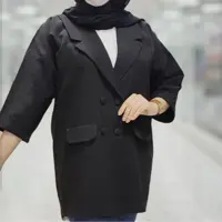 کت بگ مشکی مازراتی قد 80الی85 آستین سه رپ یقه انگلیسی 