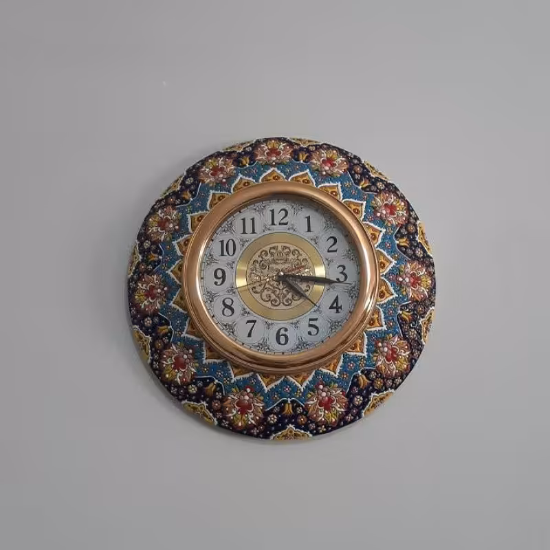 ساعت دیواری مینا کاری شده 40 سانتی با موتور درجه یک