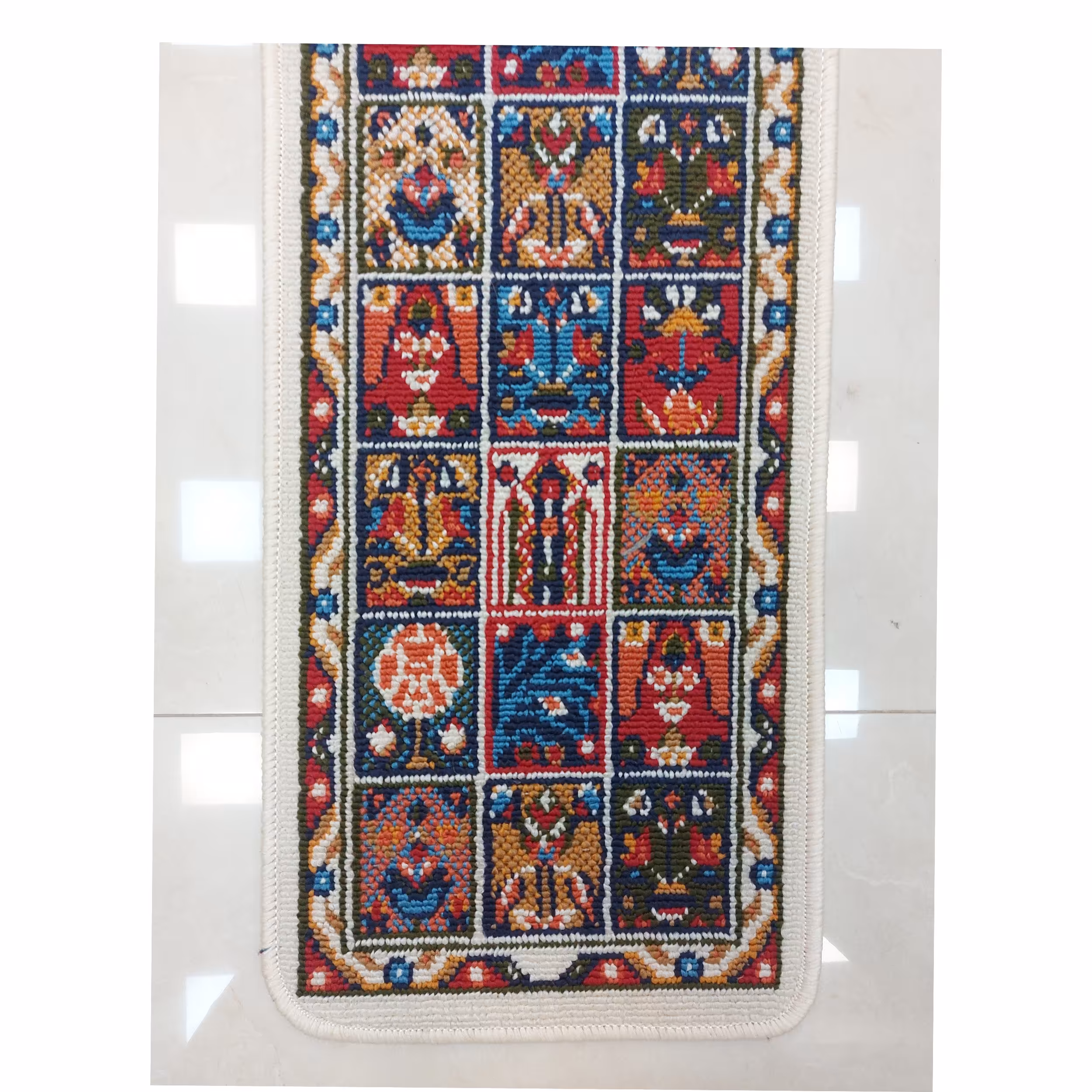 رو پله ی  گلیم  (90-30) -طرح خشتی کرم -  ارسال پس کرایه