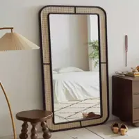آینه قدی چوبی الف طرح نوستالژی حصیری 90-W-180