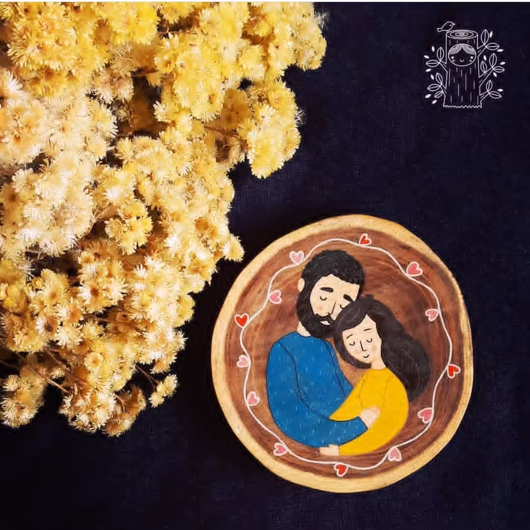 دیوارکوب چوبی طرح پسرودختر
