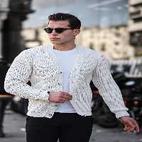 ژاکت جلو باز خاکستری مردانه کش باف بافندگی آب بافش سنگ Valiberta