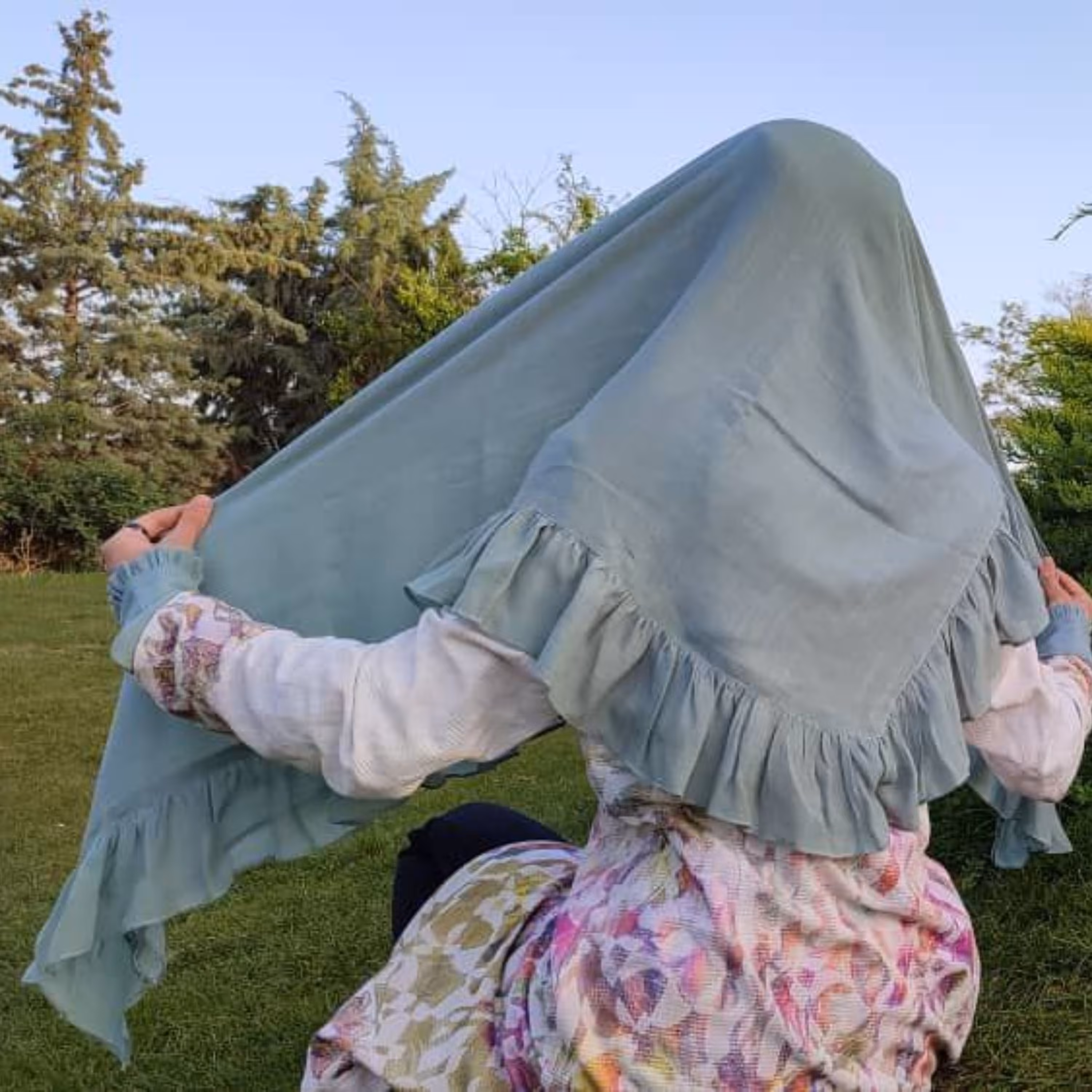 ست روسری و ساق دست نخی وال اسلپ سبز خوش رنگ 