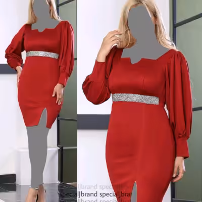 پیراهن مهمانی زنانه کرپ غواصی مدل سوزان