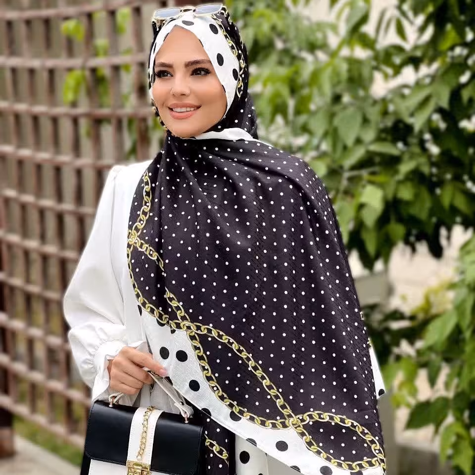 شال نخی قواره بزرگ دور دوخت مناسب بهار و تابستان شیک و مجلسی