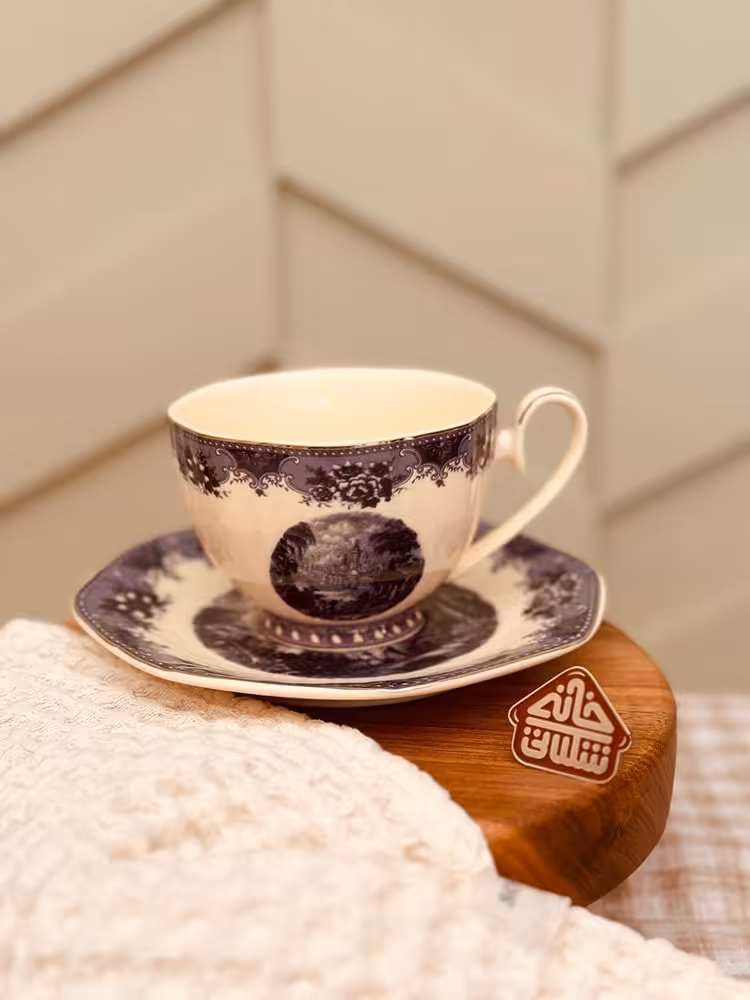 ست 6عددی فنجون نعلبکی انگلیسی سرمه ای کد001661