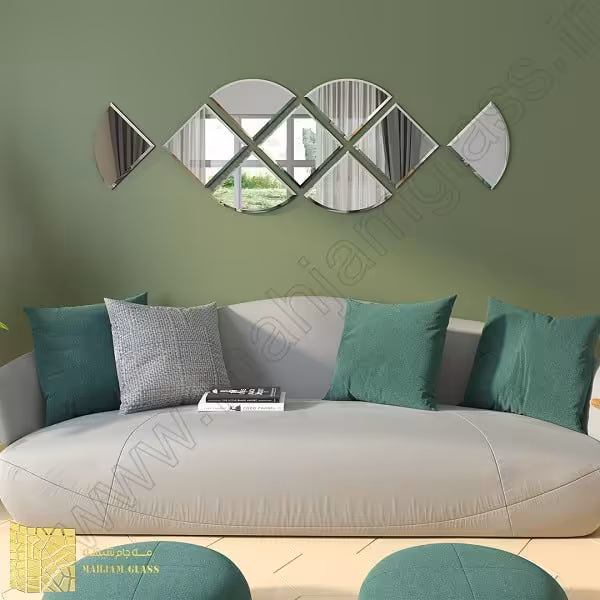 آینه آسان نصب نقره ای مدل پاپیون کد SQ0306