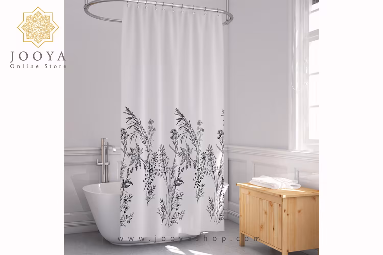 پرده حمام دلفین مدل EV-3389 سایز 180x200سانتیمتر