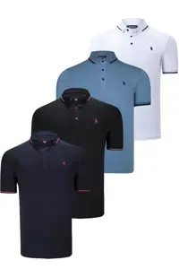 تی شرت سفید مردانه ست QUAD T8586 مشکی آبی تیره نیلی Dewberry
