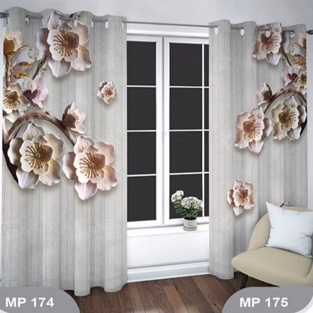 پرده مخمل چاپی درجه یک  طرح گل 3mx  کد mp175  و mp174