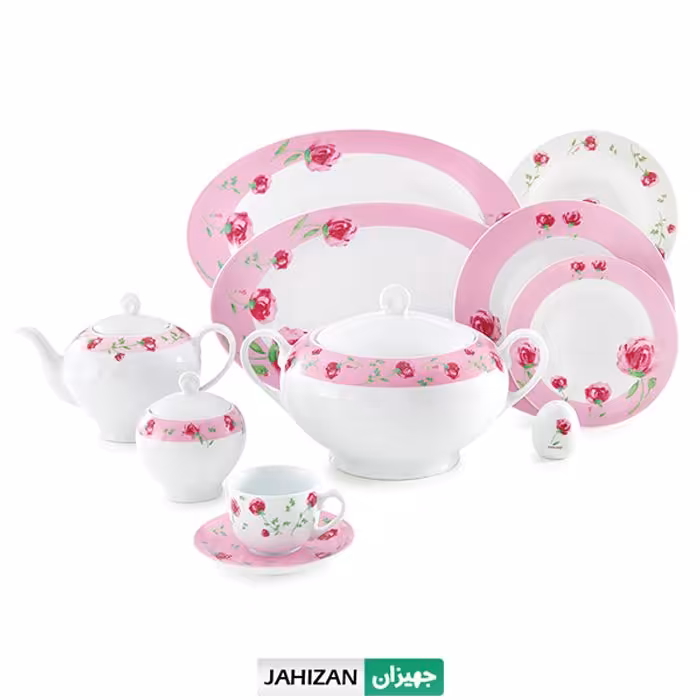 سرویس چینی زرین 102پارچه پینک رز سری ایتالیا