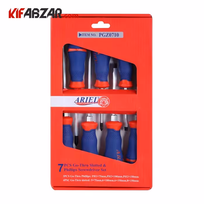 ست پیچ گوشتی ضربه خور 7 عددی آریل مدل PGZ0710