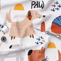 پارچه روبالشی مخمل پارچه باما طرح  سگ کیوت  کد 5011561