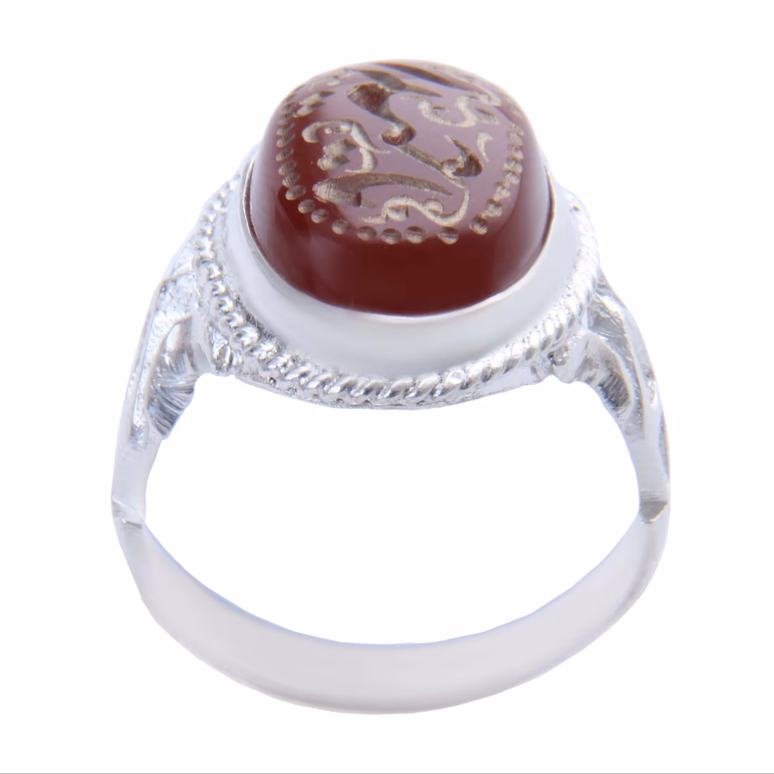  انگشتر نقره مردانه بازرگانی میلادی مدل سنگ عقیق  رکاب سیلندری کد AM5013