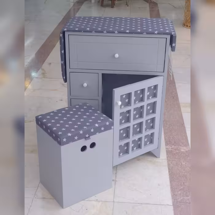 میز اتو  باکس دار تک درب رنگ طوسی 