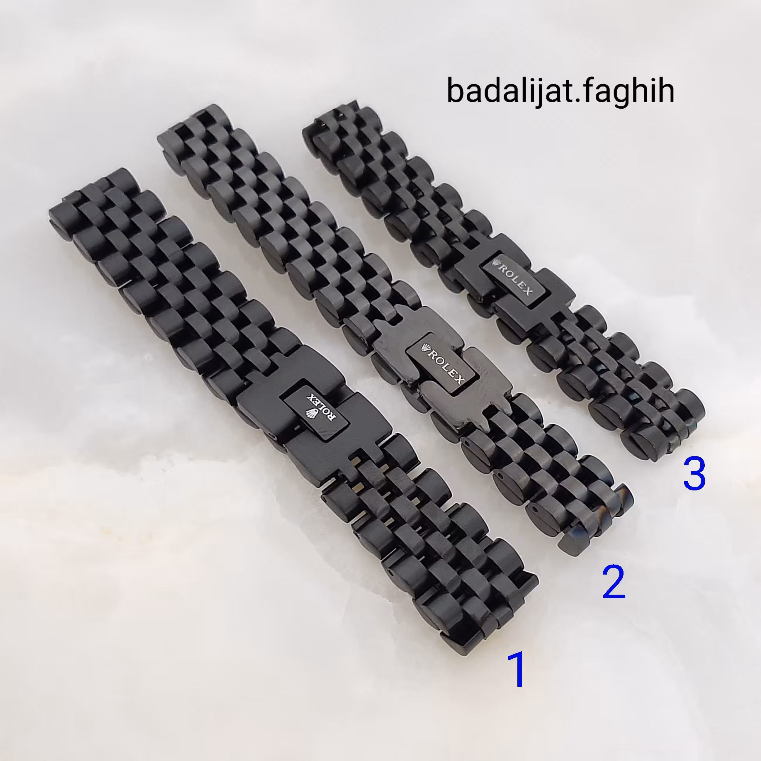 دستبند رولکس مشکی استیل بسیار باکیفیت و کاملا رنگ ثابت و حک خورده مارک رولکس 