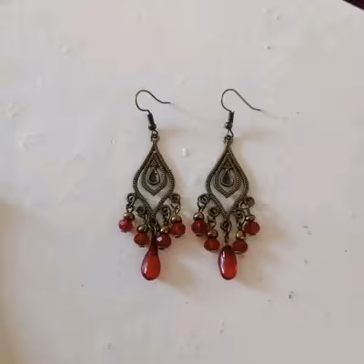 گوشواره یلدایی دونه اناری با کریستال زرشکی