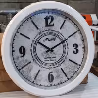 ساعت دیواری چوبی سفید 60 سانت