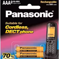 باتری تلفن بی سیم پاناسونیک نیم قلم شارژی   نیکل متال 650mAh | amazonchi