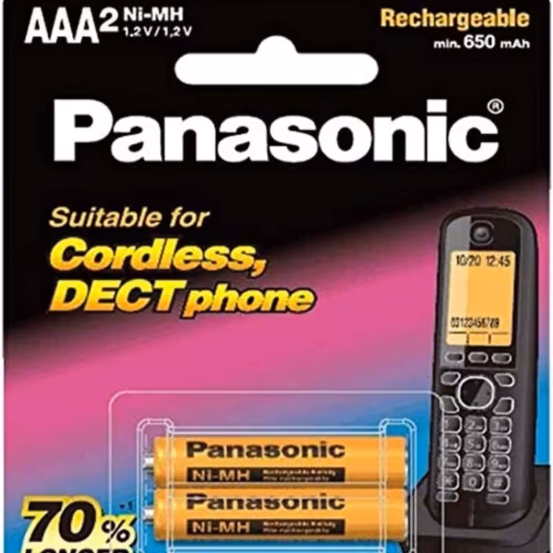 باتری تلفن بی سیم پاناسونیک نیم قلم شارژی   نیکل متال 650mAh | amazonchi