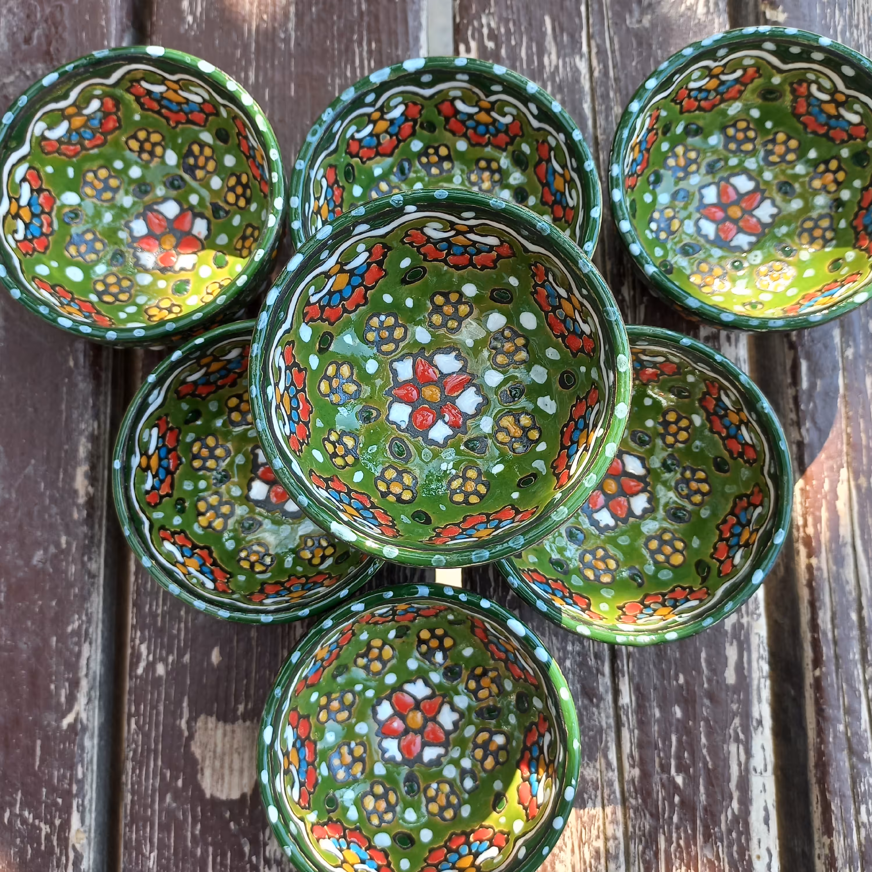پیاله ست 7 عددی دستساز میناکاری شده