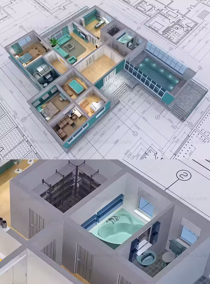 عکس با کیفیت نقشه کسی ساختمان سه بعدی - گرافیک با طعم تربچه