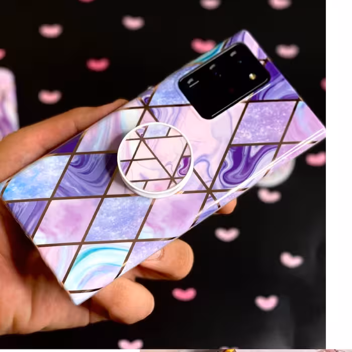 قاب گوشی سامسونگ A12 مدل کاشی ماربل همراه پاپسوکت 