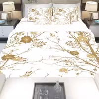 سرویس  روتختی دونفره 8تکه چاپی قابل ست با پرده با انتخاب جنس پارچه کد 1255