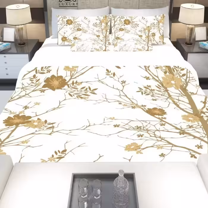 سرویس  روتختی دونفره 8تکه چاپی قابل ست با پرده با انتخاب جنس پارچه کد 1255