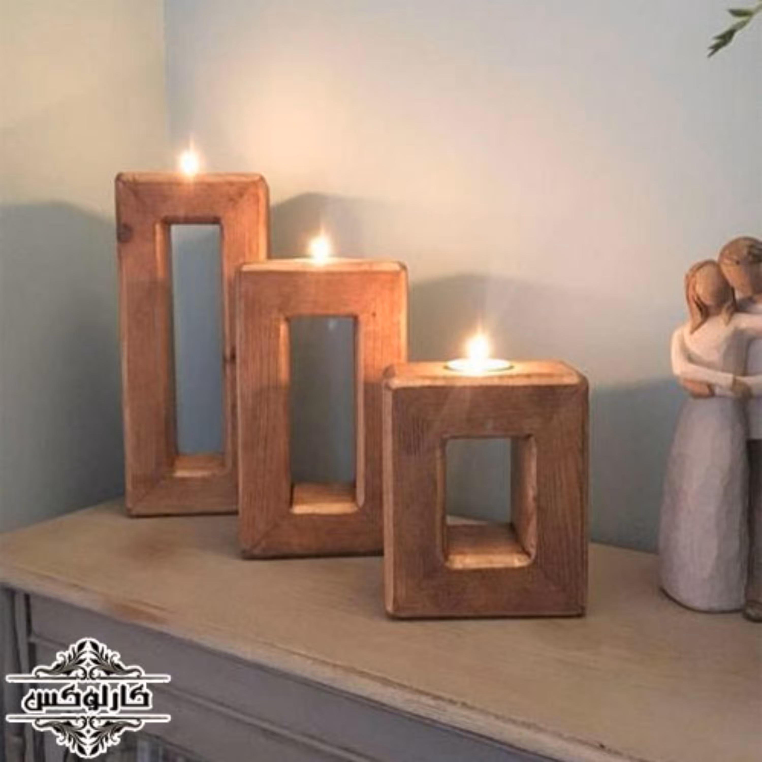 جاشمعی سه تایی چوبی