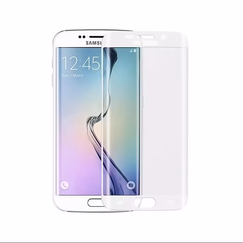 گلس شیشه ای تمام صفحه گوشی Samsung Galaxy S6 Edge - فریم سفید