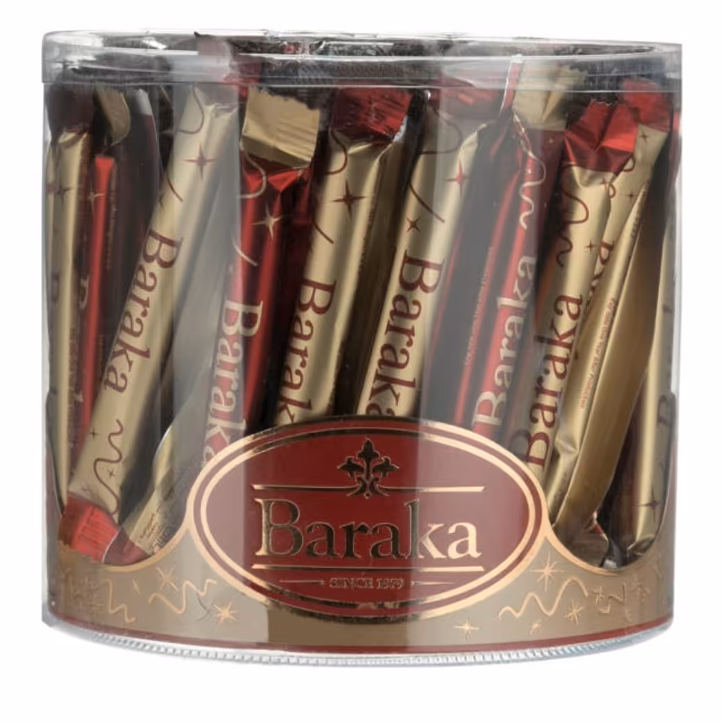 شکلات مدادی بیسکوییت با روکش کاکائویی باراکا مقدار 330 گرم