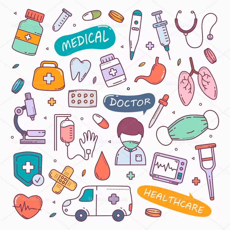 وکتور ابزار پزشکی رنگی | گرافیک با طعم تربچه