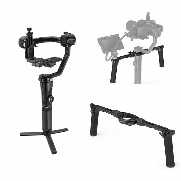 گیمبال دوربین ژیون کرین 2 اس به همراه نگه دارنده دو دسته اسمال ریگ