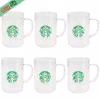 لیوان پیرکس طرح استارباکس مجموعه 6 عددی ( پکیج اقتصادی )