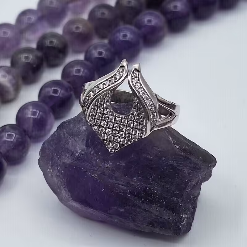 575-انگشتر نقره زیرکن جواهری - کد 16022 -w 4.33 